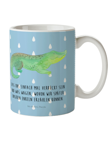 Mr. & Mrs. Panda Trinkbecher Krokodil mit Spruch in Blau Pastell