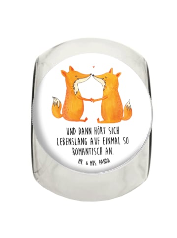 Mr. & Mrs. Panda Süßigkeiten Glas Füchse Liebe mit Spruch in Weiß