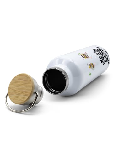 Mr. & Mrs. Panda Trinkflasche Hummeln Kleeblatt mit Spruch in Weiß