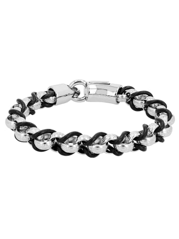 Adeliás Herren Armband aus Leder 19 cm in silber