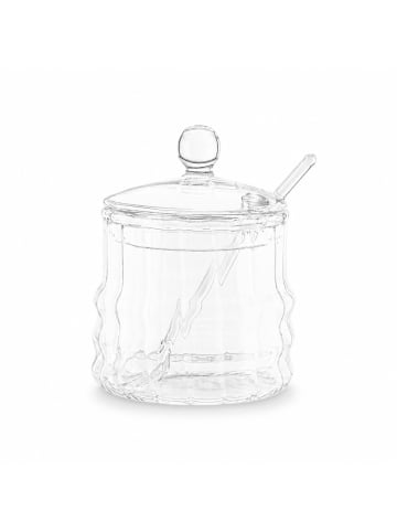 Almina Glasdose mit Löffel, 200 ml - Behälter für Zucker, Gewürze & in Transparent