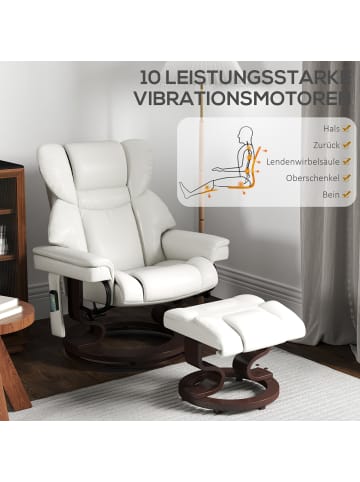 HOMCOM Relaxsessel mit Fußhocker-79B x 82T x 101H cm-Cremeweiß