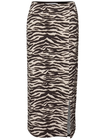 Street One Midi-Rock mit Schlitz und Animal Print in Braun