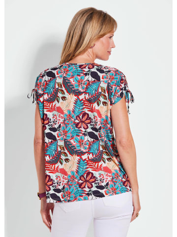 GOLDNER Kurzgröße:  Florales Oberteil mit V-Ausschnitt in bunt / gemustert