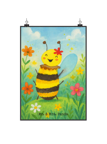 Mr. & Mrs. Panda Poster Biene Happy Design ohne Spruch in Weiß