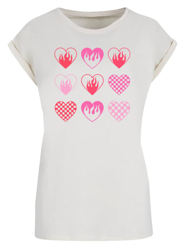 F4NT4STIC T-Shirt Internationaler Frauentag: Herzen in Flammen in Whitesand