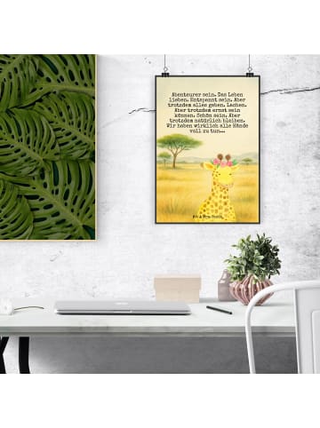 Mr. & Mrs. Panda Wandbild Giraffe Blumenkranz Design mit Spruch in Weiß