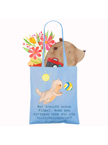 Mr. & Mrs. Panda Shopping Tasche Volleyball Sprung mit Spruch in Sky Blue
