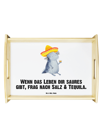 Mr. & Mrs. Panda Tablett Holz Axolotl Tequila mit Spruch in Weiß