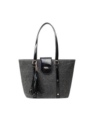 IZIA Damen Shopper Bag in Schwarz Beige