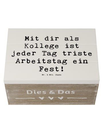 Mr. & Mrs. Panda Schatztruhe Spruch Fest Kollege mit Spruch in Weiß