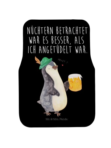 Mr. & Mrs. Panda Auto Fußmatte Pinguin Bier mit Spruch in Schwarz