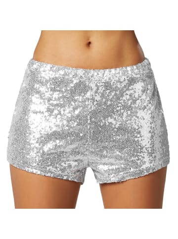 tectake Shorts mit glänzenden Pailletten, silber
