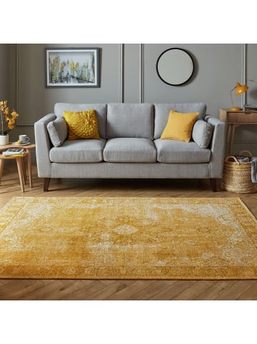 KADIMA DESIGN Vielseitiger Vintage Teppich für jeden Raum in Senfgelb