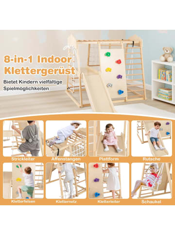COSTWAY Klettergerüst Indoor in Hellbraun