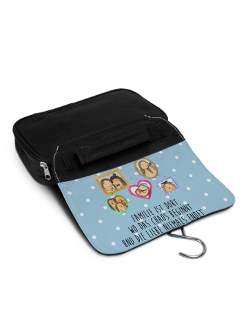 Mr. & Mrs. Panda Kosmetiktasche Igel Familie mit Spruch in Blau Pastell
