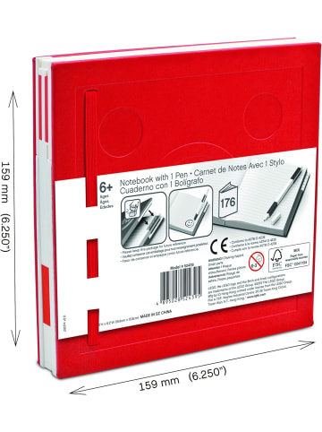 COFI 1453 IQ LEGO Stationary Locking Notebook - Schreibwaren in Rot