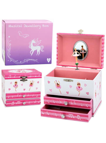 Wisam Schmuckkästchen mit Spieluhr, Ballerina, Spiegel und Schubladen