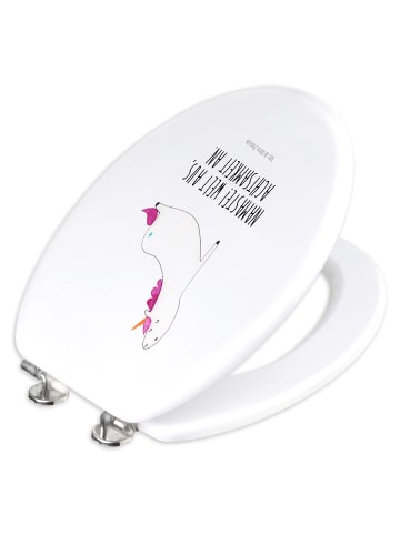 Mr. & Mrs. Panda WC Sitz Einhorn Yoga mit Spruch in Weiß