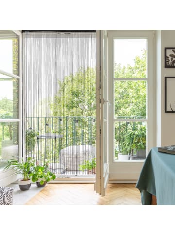 relaxdays 4x Fadenvorhang in Schwarz - (L)245 x (B)145 cm