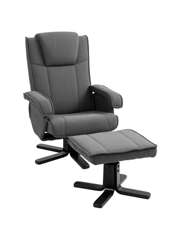 HOMCOM Relaxsessel mit Hocker in Dunkelgrau 87L x 67B x 96H cm
