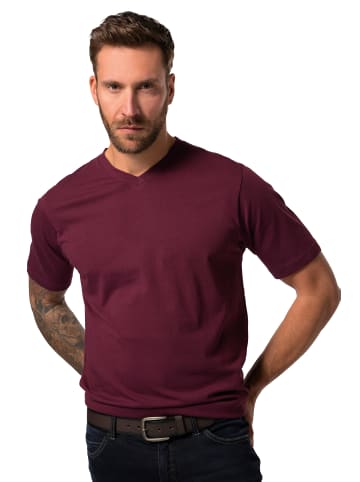 JP1880 Kurzarm T-Shirt in dunkel weinrot