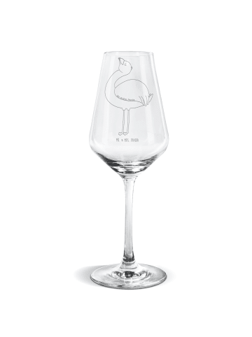 Mr. & Mrs. Panda Weißwein Glas Flamingo Stolz ohne Spruch in Transparent