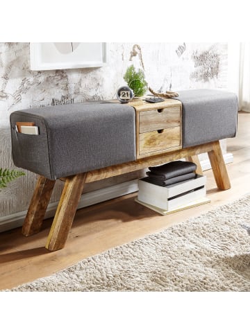 FineBuy Sitzbänk in Grau / Stoff / 120x30x56