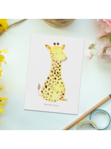 Mr. & Mrs. Panda Grußkarte Giraffe Zufrieden ohne Spruch in Weiß