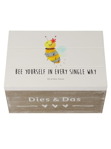 Mr. & Mrs. Panda Holzbox Biene Blume mit Spruch in Weiß