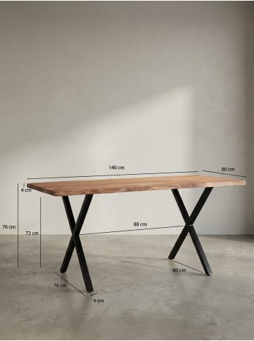 KADIMA DESIGN Schreibtisch 140x80x76 cm Massivholz / Metall Computertisch