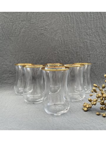 COFI 1453 6er-Set Teegläser mit Goldrand 120ml in Transparent