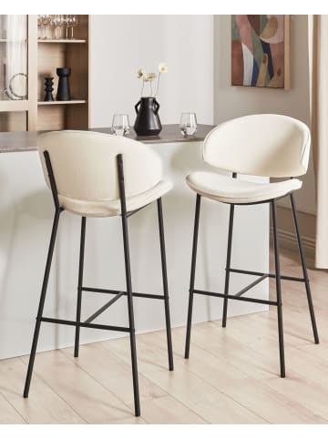 Beliani 2-tlg Barhocker KIANA in Beige/Schwarz