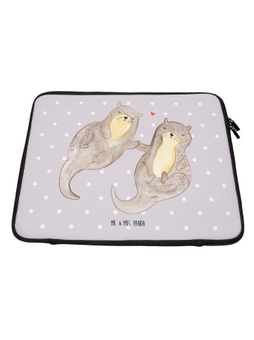 Mr. & Mrs. Panda Notebook Tasche Otter Hände halten ohne Spruch in Grau Pastell