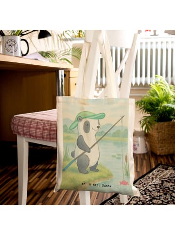 Mr. & Mrs. Panda Tote Bag Panda Angeln Design ohne Spruch in Weiß