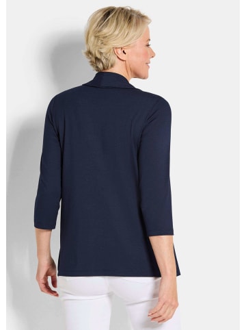 GOLDNER Viskoseshirt in Twinset-Optik in marine / gemustert