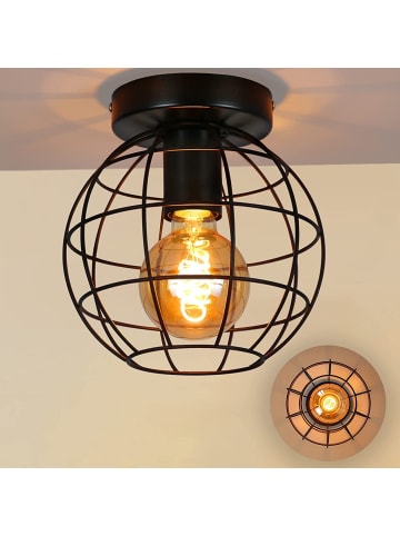 ZMH Deckenleuchte in Schwarz rund Metall Ø18.3cm