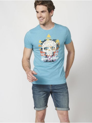 KOROSHI Kurzarm T-Shirt in blau