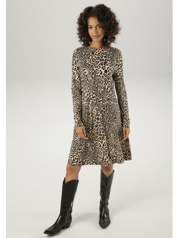 Aniston CASUAL Jerseykleid in beige-schwarz-taupe
