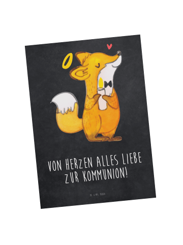 Mr. & Mrs. Panda Postkarte Fuchs Kommunion mit Spruch in Kreidetafel
