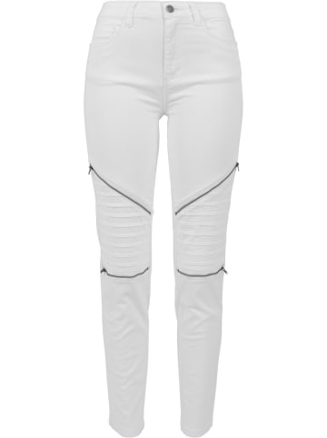 Urban Classics Jeans Stretch Damen Bikerhose skinny in Weiß