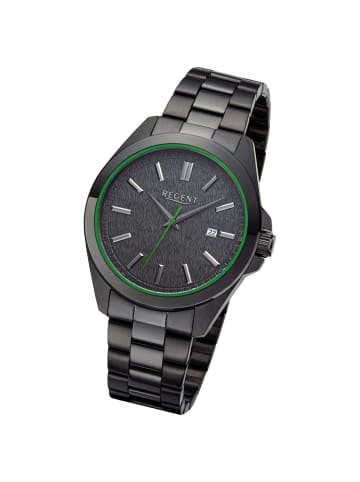 Regent Analog-Armbanduhr Regent Metallarmband schwarz groß (ca. 41mm)