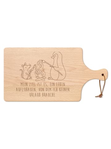 Mr. & Mrs. Panda Hackbrett Pinguin Lagerfeuer mit Spruch in Transparent