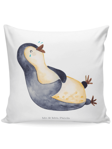 Mr. & Mrs. Panda Kissen 40x40 Pinguin Lachen ohne Spruch in Weiß