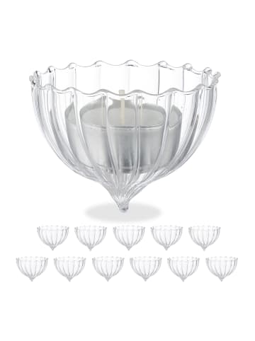 relaxdays 12 x Schwimm-Teelichthalter in Transparent