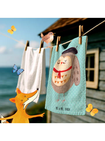 Mr. & Mrs. Panda Handtuch Eule Frankreich ohne Spruch in Türkis Pastell