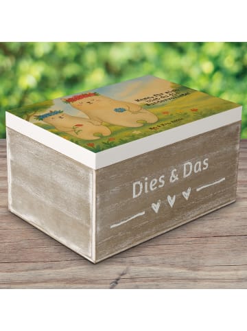 Mr. & Mrs. Panda Box Bären mit Blumenkranz Design mit Spruch in Weiß