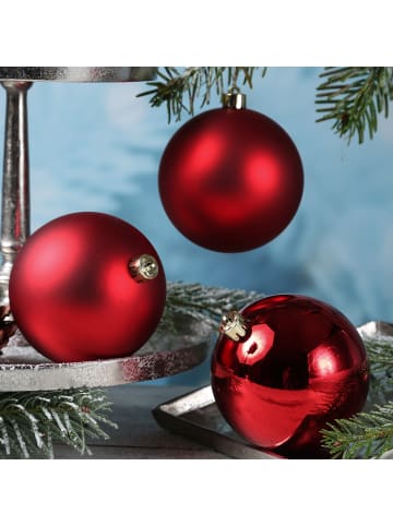 MARELIDA 4er Set Christbaumkugeln Weihnachtskugeln bruchfest D: 10cm in rot