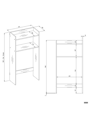 kommodly Waschmaschinenschrank Waschli Klein in Kaschmir - (B)64cm x (T)30cm x (H)126cm