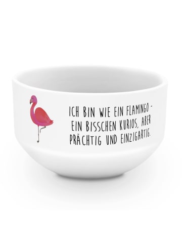 Mr. & Mrs. Panda schale Flamingo Classic mit Spruch in Weiß